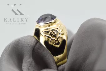 Aleksandryt 14k żółte złoto Pierścionek Vintage unikatowe vrc078y